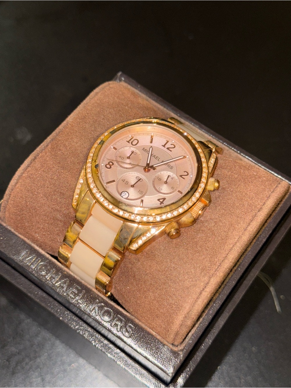 Michael Kors Gold and Blush Two-Tone Crystal Watch